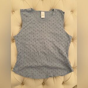90’s Vintage Blue Eyelet Top sz L (S)
